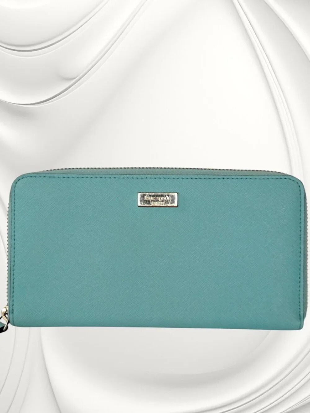 Kate Spade New York Aqua Blue Leather Zip Around Wallet